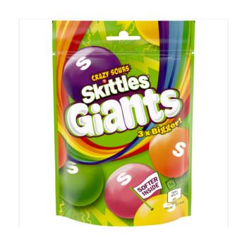 Skittles Giants Vegan Chewy Sour Sweets Fruit Flavoured Pouch Bag 132g