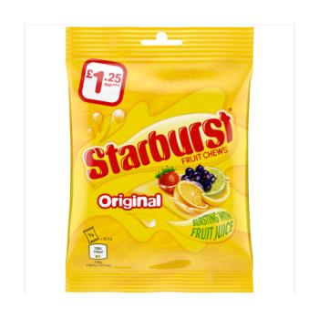 Starburst Vegan Chewy Sweets Fruit Flavoured Pouch Bag £1.25 PMP 127g

