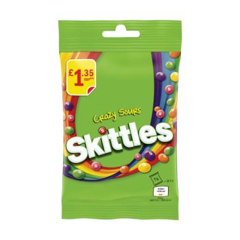 Skittles Vegan Chewy Crazy Sour Sweets Fruit Flavoured Treat Bag £1.35 PMP 109g