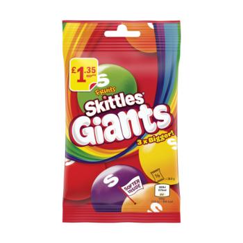 Skittles Giants Vegan Chewy Sweets Fruit Flavoured Treat Bag £1.35 PMP 116g