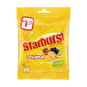 Starburst Vegan Chewy Sweets Fruit Flavoured Pouch Bag £1.35 PMP 127g