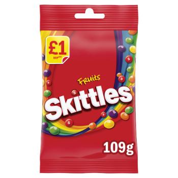 Skittles Vegan Chewy Sweets Fruit Flavoured Treat Bag £1 PMP 109g

