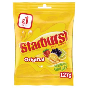 Starburst Vegan Chewy Sweets Fruit Flavoured Pouch Bag £1 PMP 127g

