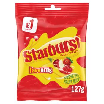 Starburst Fave Reds Vegan Chewy Sweets Fruit Flavoured Treat Bag £1 PMP 127g

