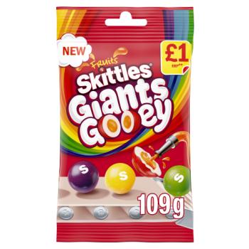 Skittles Giants Gooey Vegan Chewy Sweets Fruit Flavoured Treat Bag £1 PMP 109g

