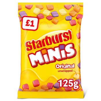 Starburst Minis Vegan Chews Sweets Pouch Bag £1 PMP 125g