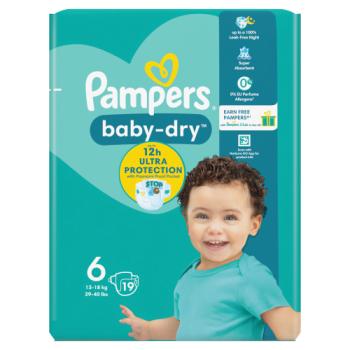 Pampers Baby-Dry Size 6, 19 Nappies, 13kg-18kg, Carry Pack