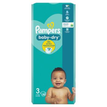 Pampers Baby-Dry Size 3, 50 Nappies, 6kg-10kg, Essential Pack