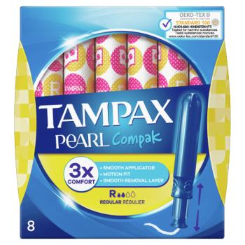 Tampax Pearl Compak Regular Tampons With Applicator X 8
