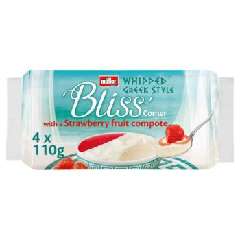 Müller Bliss Strawberry Greek Style Whipped Yogurt 4 x 110g