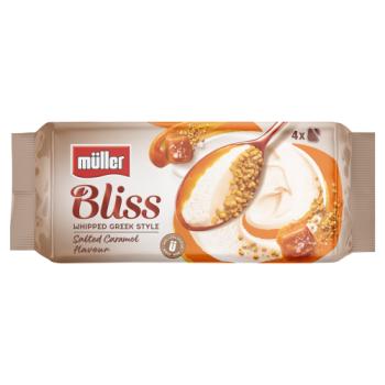 Müller Bliss Whipped Greek Style Salted Caramel Flavour 4 x 100g (400g)