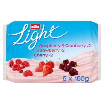 Müller Light Red Fruits Fat Free Yogurts 6 X 160g