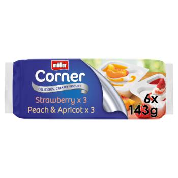Muller Corner Strawberry & Peach & Apricot Yogurts 6 x 143g