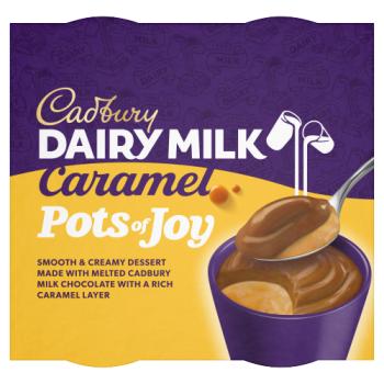Cadbury Dairy Milk Pots Of Joy Caramel Chocolate Dessert 4x65g