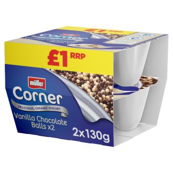 Müller Corner Vanilla Yogurt with Chocolate Balls 2 x 130g PMP £1