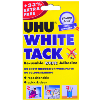 UHU White Tack Re-usable White Adhesive 33% Extra Free 66.5g 
