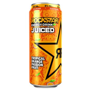 Rockstar Juiced Tropical, Orange & Passion Fruit 500ml Can, PMP £1.19