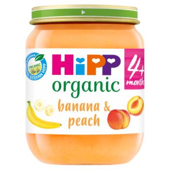 HiPP Organic Banana and Peach Baby Food Jar 4+ Months 125g