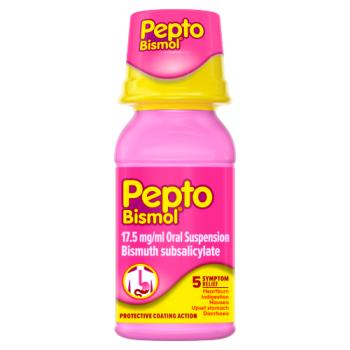 Pepto-Bismol For Nausea, Heartburn, Indigestion, Upset Stomach and Diarrhoea, 5 Symptom Relief 120ml