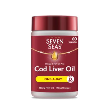 Seven Seas Cod Liver Oil One-A-Day Omega-3 Fish Oil & Vitamin D, 60 Capsules, 2 Months Supply