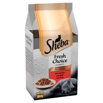 Sheba Fresh Choice Adult 1+ Wet Cat Food Pouches Succulent Mixed Selection In Gravy 6 X 50g