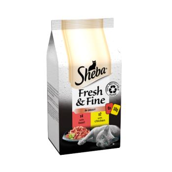 Sheba Fresh & Fine Wet Cat Food Pouches Beef & Chicken in Gravy 6 x 50g