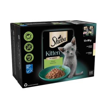 SHEBA® Mixed Selection Kitten Wet Cat Food in Gravy 12 x 85g Pouch