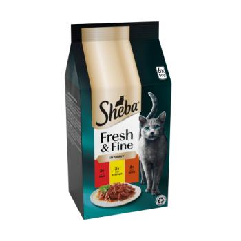 SHEBA® Fresh & Fine Adult Wet Cat Food Beef & Chicken Gravy 6 x 50g Pouches