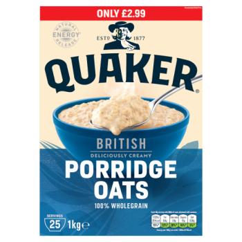 Quaker British Porridge Rolled Oats RRP £2.99 PMP 1kg