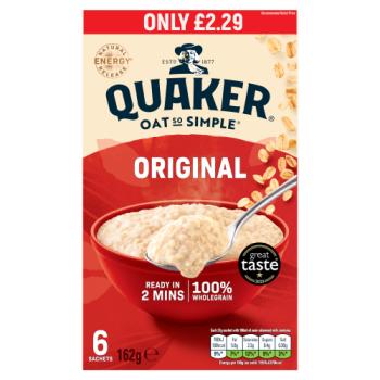Quaker Oat So Simple Original Porridge Sachets RRP £2.29 PMP 6 x 27g