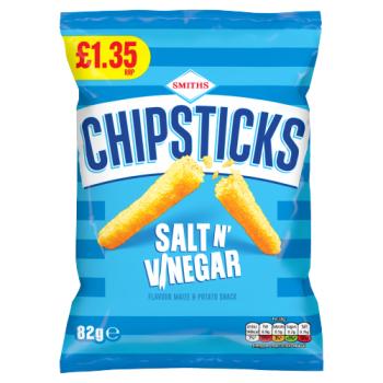 Smiths Chipsticks Salt & Vinegar Crisps PMP 82g £1.35 RRP