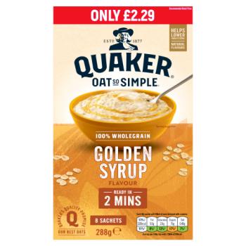 Quaker Oat So Simple Golden Syrup Porridge Sachets £2.29 RRP PMP 8x36g