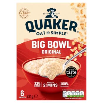 Quaker Oat So Simple Big Bowl Original Porridge Sachets 6x38.5g