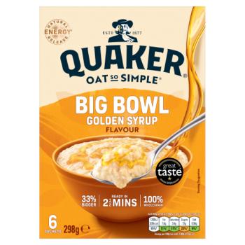 Quaker Oat So Simple Big Bowl Golden Syrup Porridge Sachets 6x49.6g