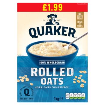 Quaker Rolled Oats 1kg Pm£1.99
