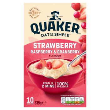 Quaker Oat So Simple Strawberry, Raspberry & Cranberry Porridge Sachets 10x33.9g