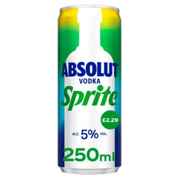 Absolut Vodka & Sprite 250ml PM £2.29