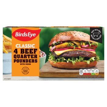 Birds Eye Classic 4 Beef Quarter Pounders with Onion 454g