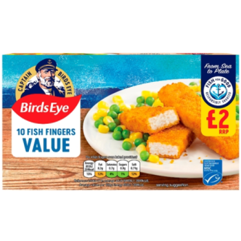 Birds Eye 10 Fish Fingers Value 250g PM £2 