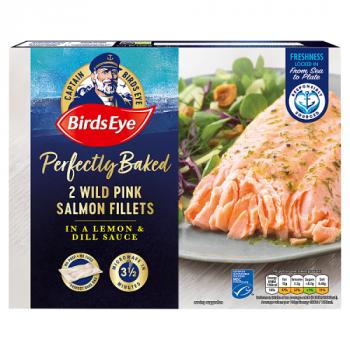 Birds Eye 2 Perfectly Baked Wild Pink Salmon Fillets in a Lemon & Dill Sauce 260g