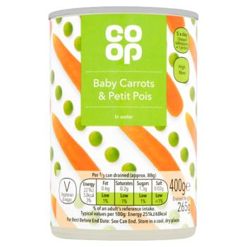 Co-op Baby Carrots & Petit Pois in Water 400g