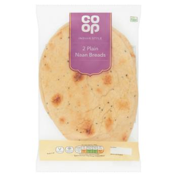 Co Op 2 Indian Style Plain Naan Breads