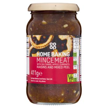 Co-op Home Baking Mincemeat with Sultanas, Apple, Currants, Raisins and Mixed Peel 411g