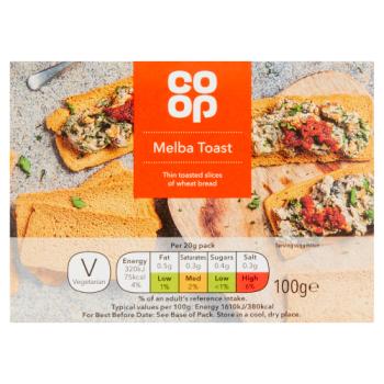 Co Op Melba Toast 100g