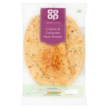 Co Op Indian Style 2 Garlic & Coriander Naan Breads