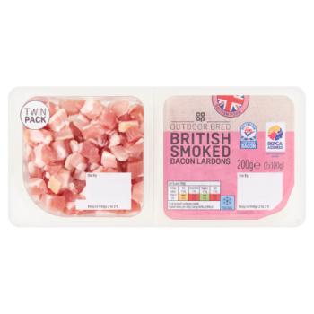 Co-op Outdoor Bred British Smoked Bacon Lardons 2 x 100g (200g)