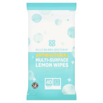Co-op 40 Antibacterial Lemon Multi-Surface Wipes