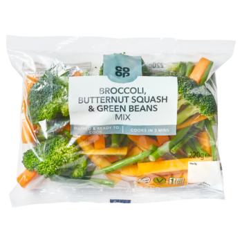 Co-op Broccoli, Butternut Squash & Green Beans Mix 220g