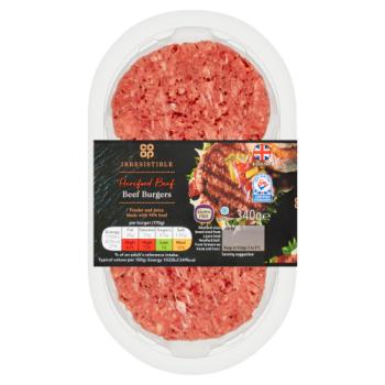 Co Op Irresistible Beef Burgers Pm3.50