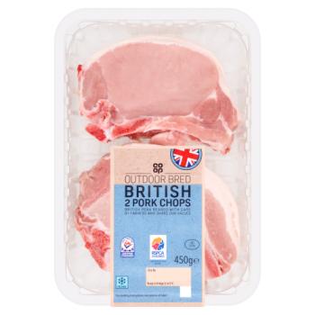 Co-op Outdoor Bred 2 British Pork Chops 450g